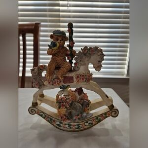 Musical Bear on Rocking Horse Figurine